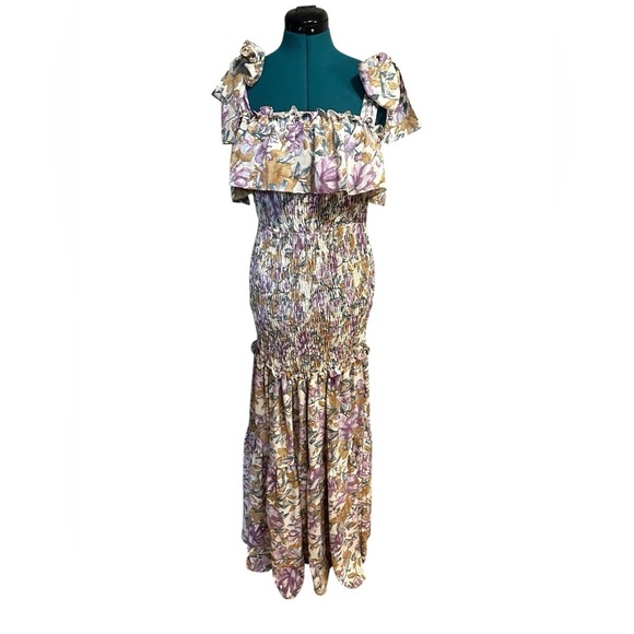 Dee Dee Home Sweet Hawaii Tie Shoulder Floral Drop Waist Maxi Dress Large - Picture 7 of 14